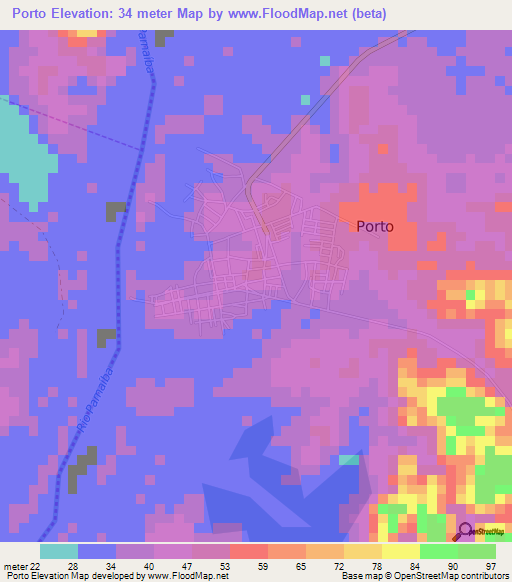 Porto,Brazil Elevation Map