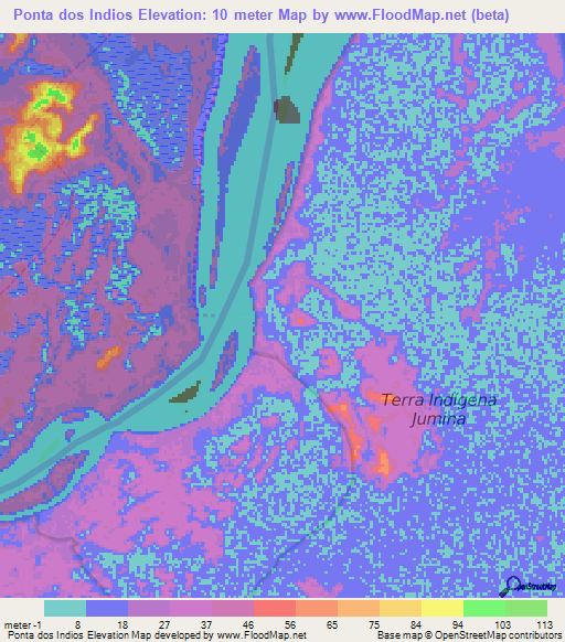 Ponta dos Indios,Brazil Elevation Map