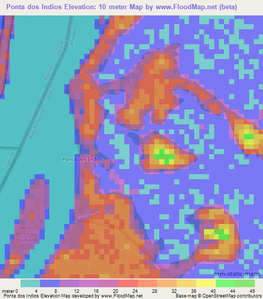 Ponta dos Indios,Brazil Elevation Map