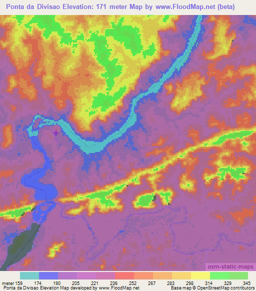 Ponta da Divisao,Brazil Elevation Map