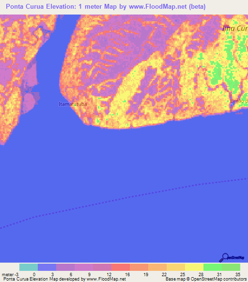 Ponta Curua,Brazil Elevation Map