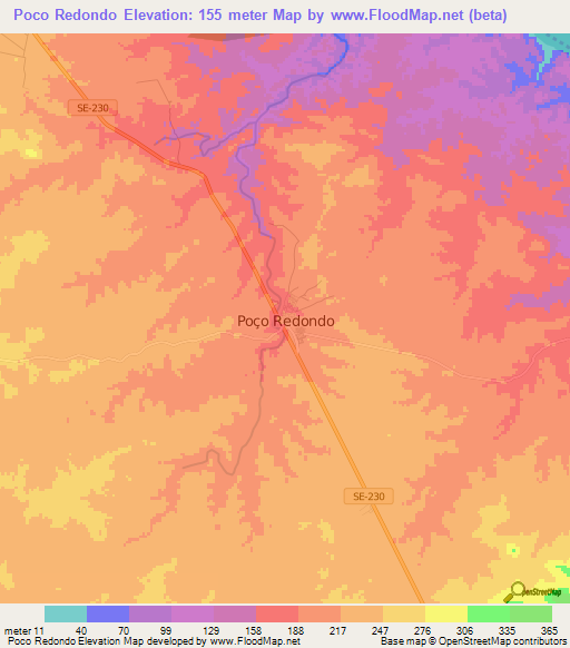 Poco Redondo,Brazil Elevation Map