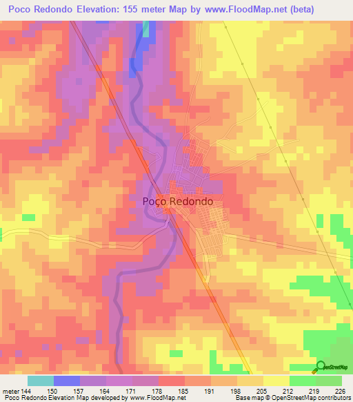 Poco Redondo,Brazil Elevation Map