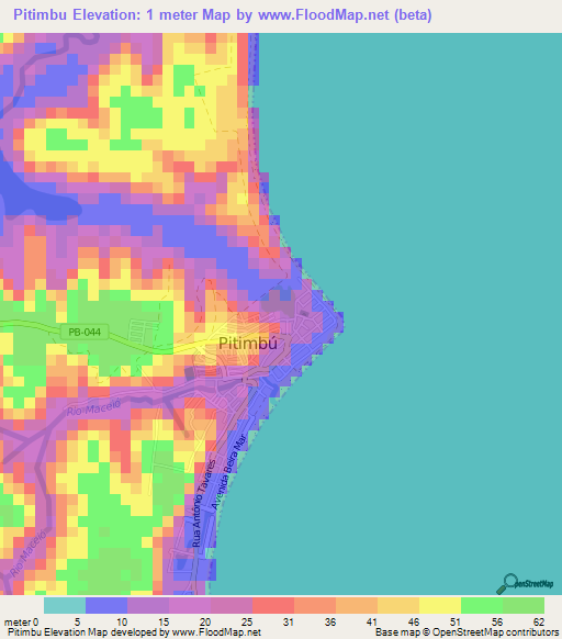 Pitimbu,Brazil Elevation Map