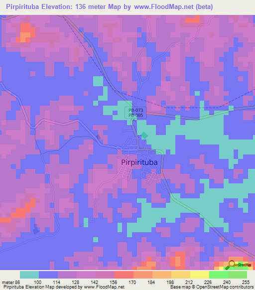 Pirpirituba,Brazil Elevation Map