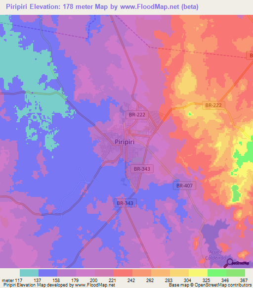 Piripiri,Brazil Elevation Map