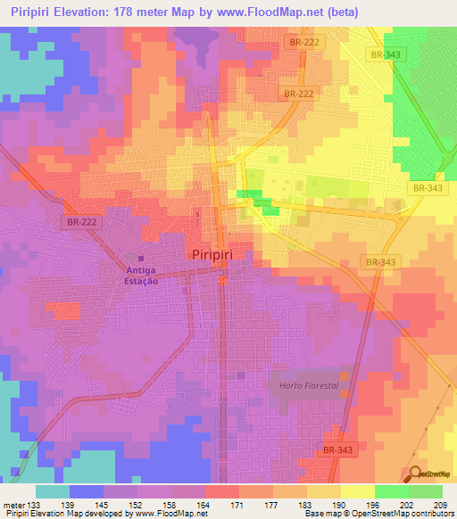 Piripiri,Brazil Elevation Map