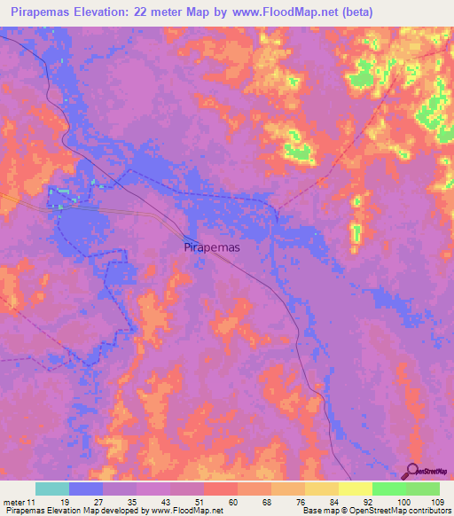 Pirapemas,Brazil Elevation Map