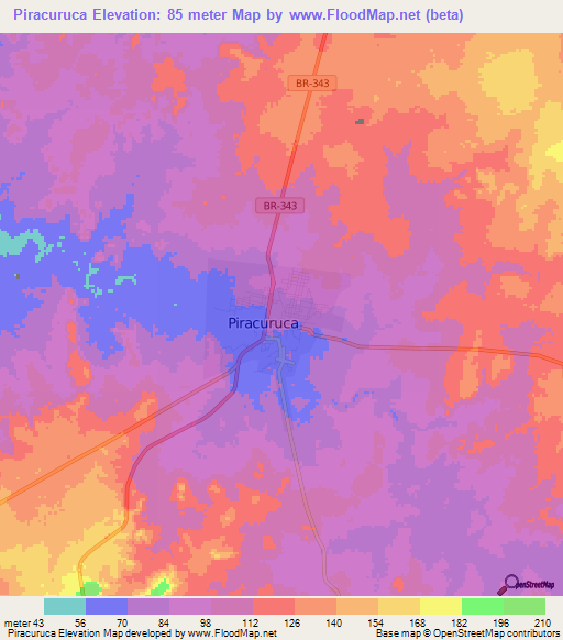 Piracuruca,Brazil Elevation Map