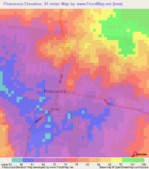 Piracuruca,Brazil Elevation Map