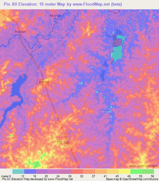 Pio XII,Brazil Elevation Map