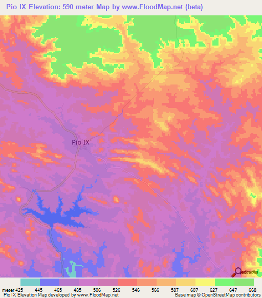 Pio IX,Brazil Elevation Map