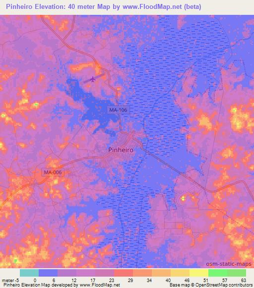 Pinheiro,Brazil Elevation Map