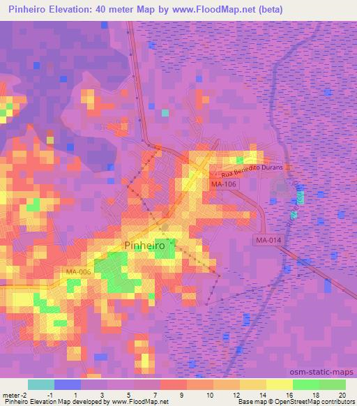 Pinheiro,Brazil Elevation Map