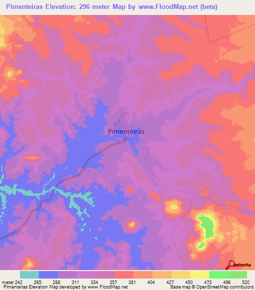 Pimenteiras,Brazil Elevation Map