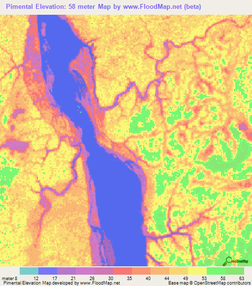 Pimental,Brazil Elevation Map