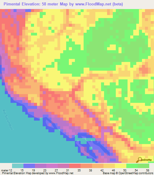 Pimental,Brazil Elevation Map