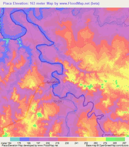 Piaca,Brazil Elevation Map