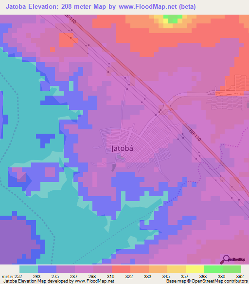 Jatoba,Brazil Elevation Map