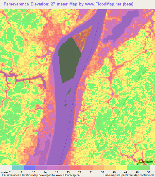 Perseveranca,Brazil Elevation Map