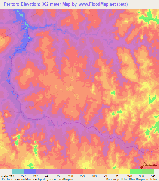 Peritoro,Brazil Elevation Map