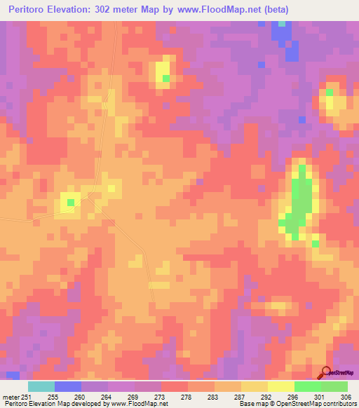 Peritoro,Brazil Elevation Map