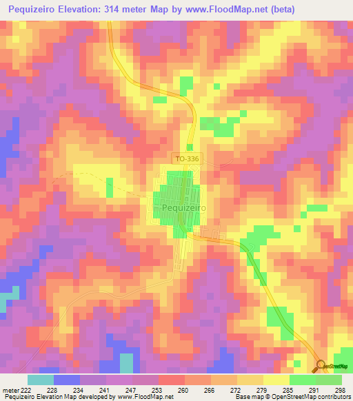 Pequizeiro,Brazil Elevation Map