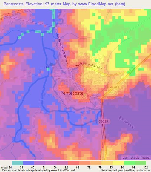 Pentecoste,Brazil Elevation Map