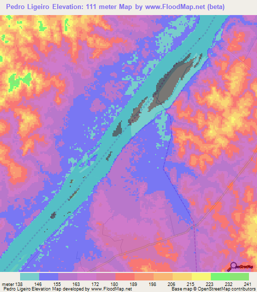 Pedro Ligeiro,Brazil Elevation Map