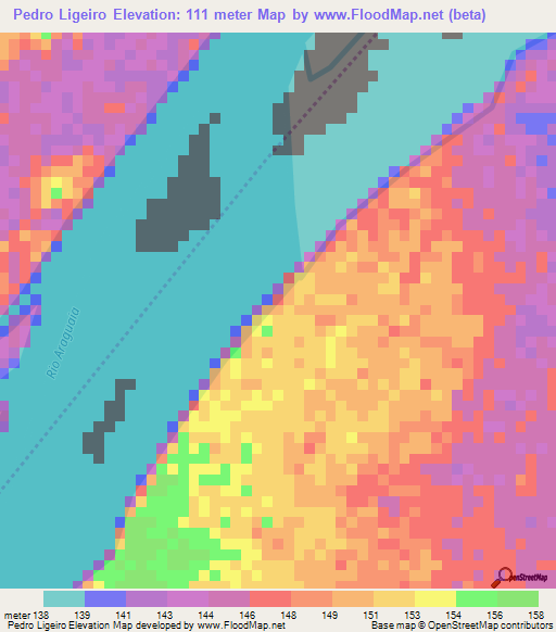 Pedro Ligeiro,Brazil Elevation Map