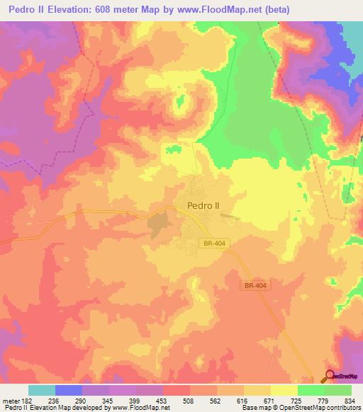 Pedro II,Brazil Elevation Map