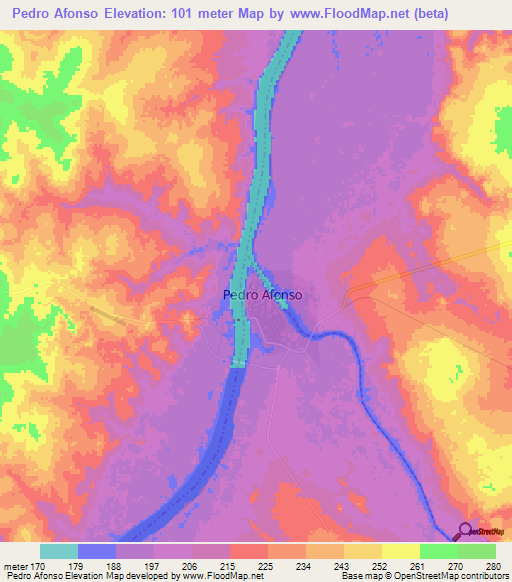 Pedro Afonso,Brazil Elevation Map