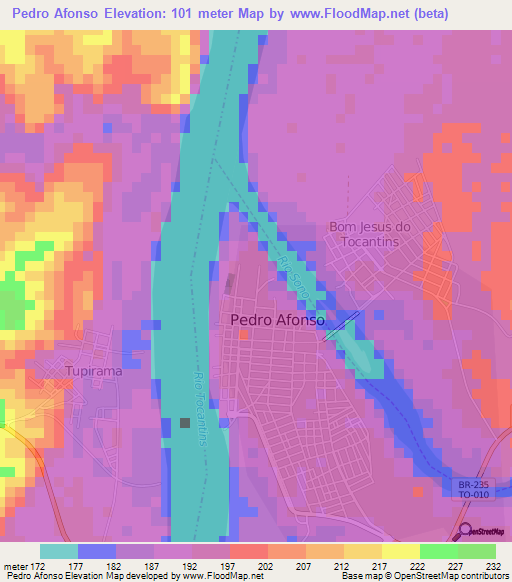 Pedro Afonso,Brazil Elevation Map