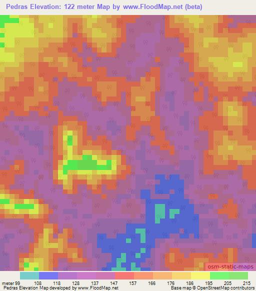 Pedras,Brazil Elevation Map