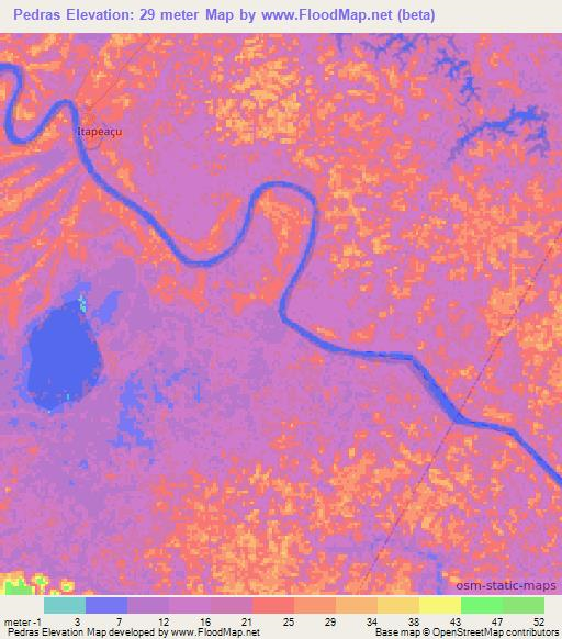 Pedras,Brazil Elevation Map