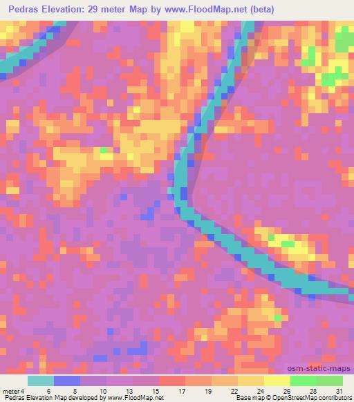 Pedras,Brazil Elevation Map