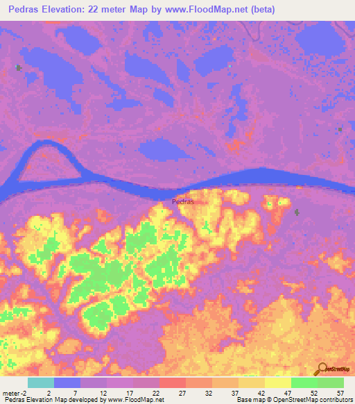 Pedras,Brazil Elevation Map