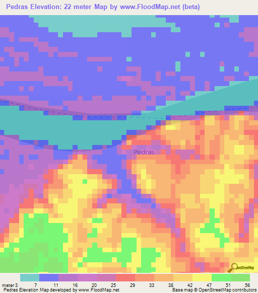 Pedras,Brazil Elevation Map