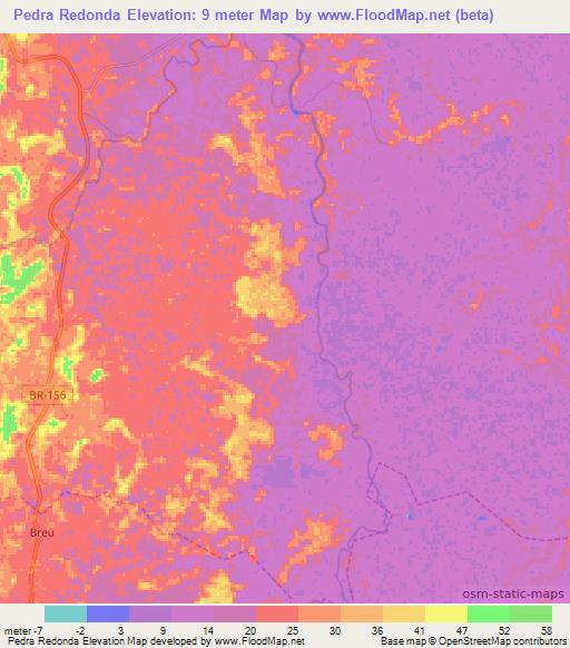 Pedra Redonda,Brazil Elevation Map