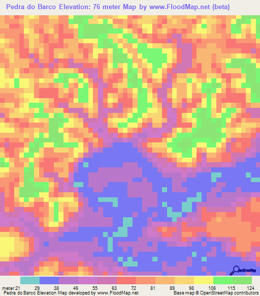 Pedra do Barco,Brazil Elevation Map