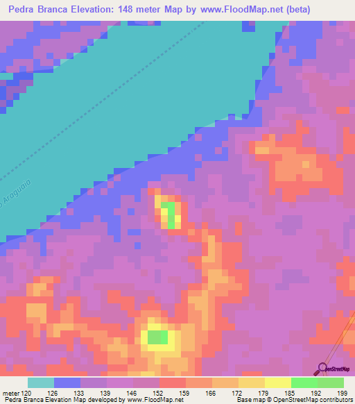 Pedra Branca,Brazil Elevation Map