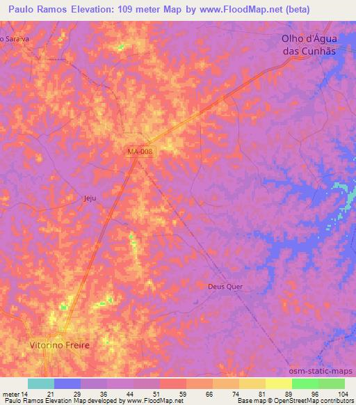 Paulo Ramos,Brazil Elevation Map