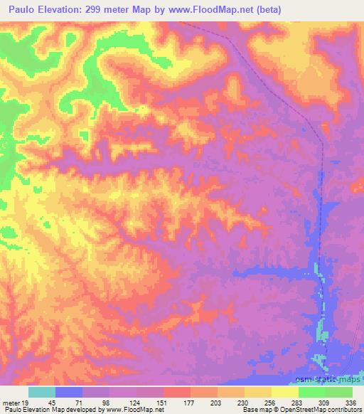 Paulo,Brazil Elevation Map