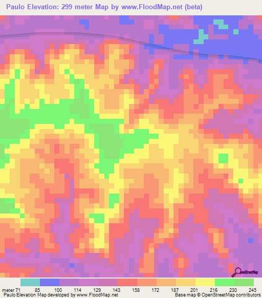 Paulo,Brazil Elevation Map