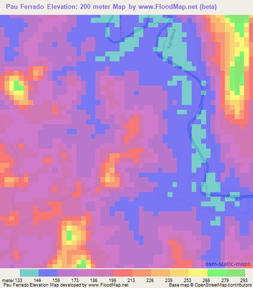 Pau Ferrado,Brazil Elevation Map