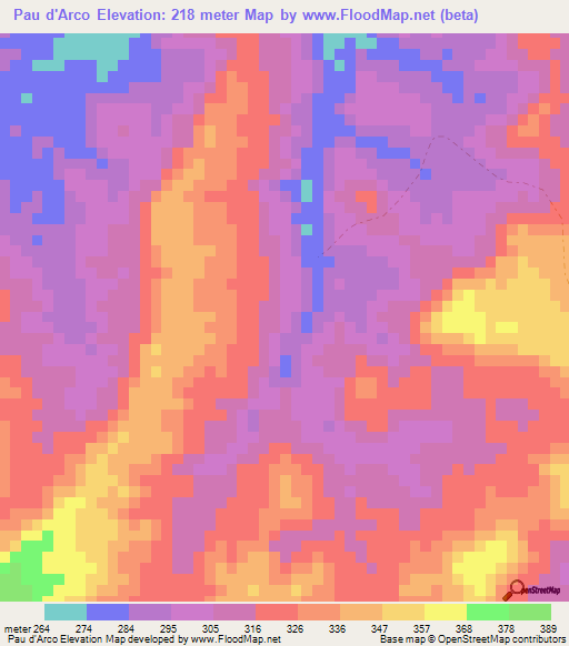 Pau d'Arco,Brazil Elevation Map