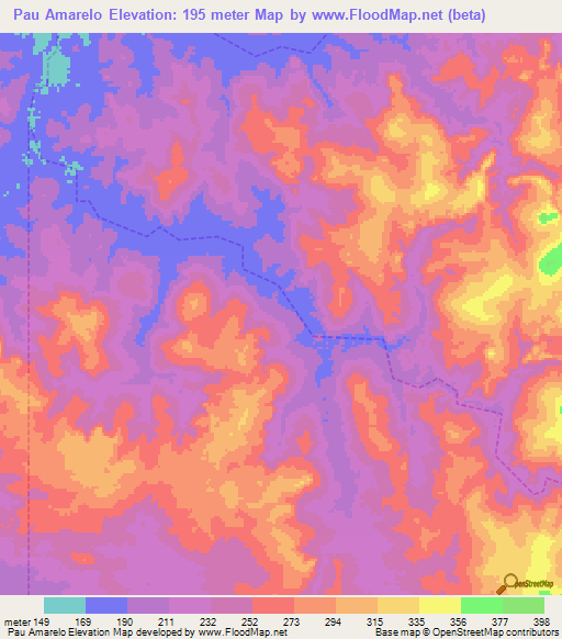 Pau Amarelo,Brazil Elevation Map