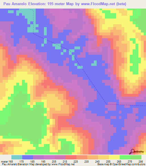 Pau Amarelo,Brazil Elevation Map