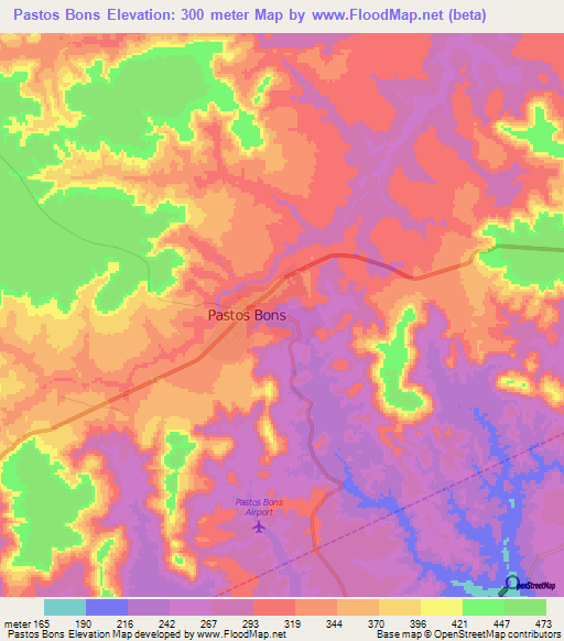 Pastos Bons,Brazil Elevation Map