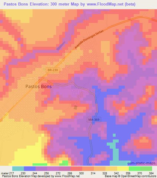 Pastos Bons,Brazil Elevation Map